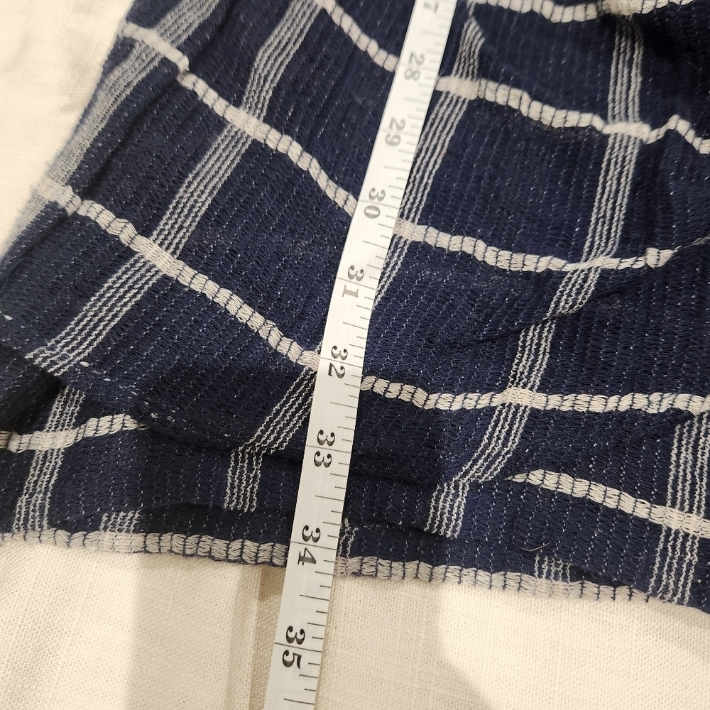 Dolan Anthropologie Breton Gauze Dress Navy Blue Plaid Tie Front Shirt Dress - Picture 10 of 11